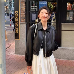 【パリのワードローブ】ショート丈本革ジャケット レディース 2025初秋新作 個性的で可愛い 小柄さん向け