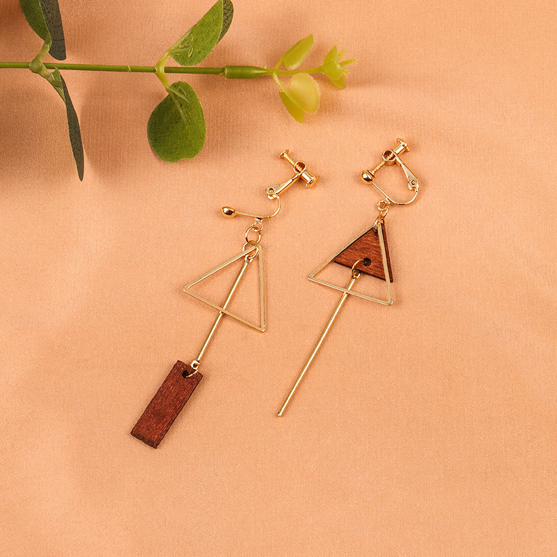 Retro Geometric Triangle Asymmetrical Earrings - Style 7