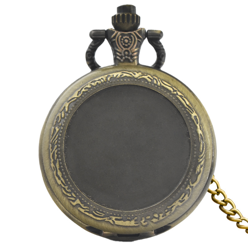 Fashion Retro Medium Pocket Watch Flip Men's and Women's DIY Personalized Gift Memorial with Chain Watch Student Pocket Watch Hanging Watch