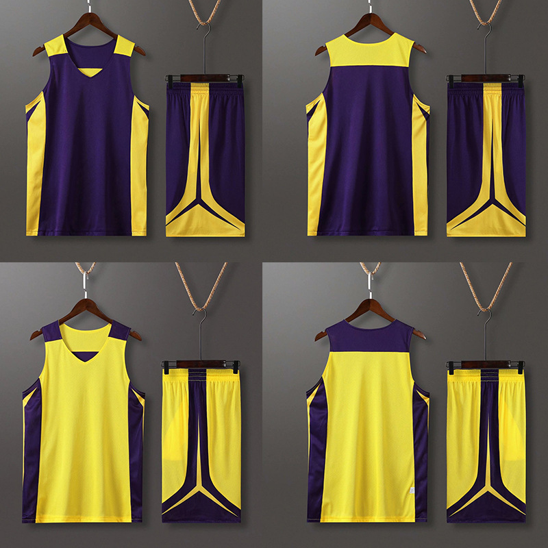 Double-sided basketball suit men's outdoor sports training competition team uniform autumn and winter breathable sweat-absorbent printed jersey