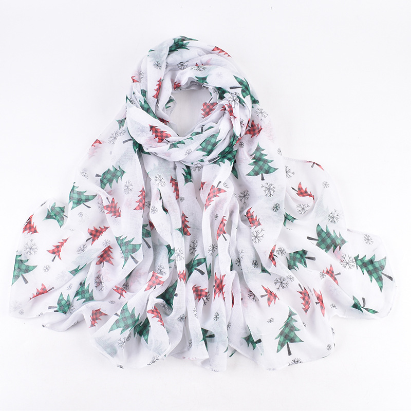 Winter fashion printed premium Balinese Christmas scarf Snowflake snowman shawl_voghion.com