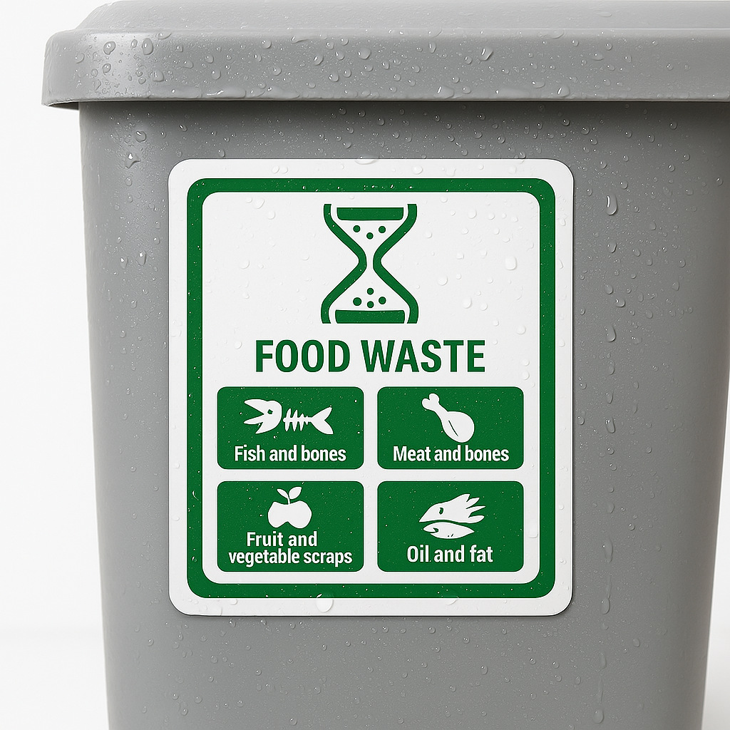 定制工业设备油胶标签 防油污防水PVC不干胶工业警示标识垃圾桶标