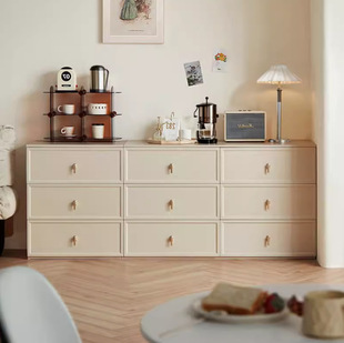 Modern Simple Drawer Cabinet Solid Wood Drawer Cabinet Bedroom Locker Cream Bedroom Home Drawer Cabinet Space-saving Large Capacity
