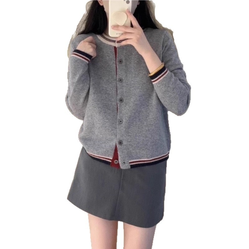 秋冬新款针织开衫毛衣外套女装韩版设计感拼色时尚简约穿搭上衣女|undefined