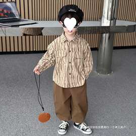 男童套装春秋款2026新款中小儿童男孩衬衫痞帅洋气群木有吊牌订货