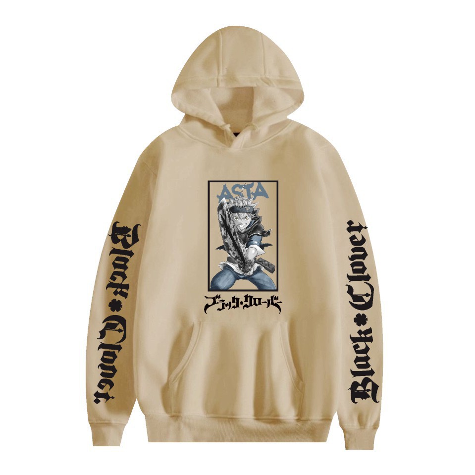 Nuevo estilo transfronterizo popular popular japonés riman black de cuatro hojas-Black Clover más suéter con capucha de terciopelo para mujer