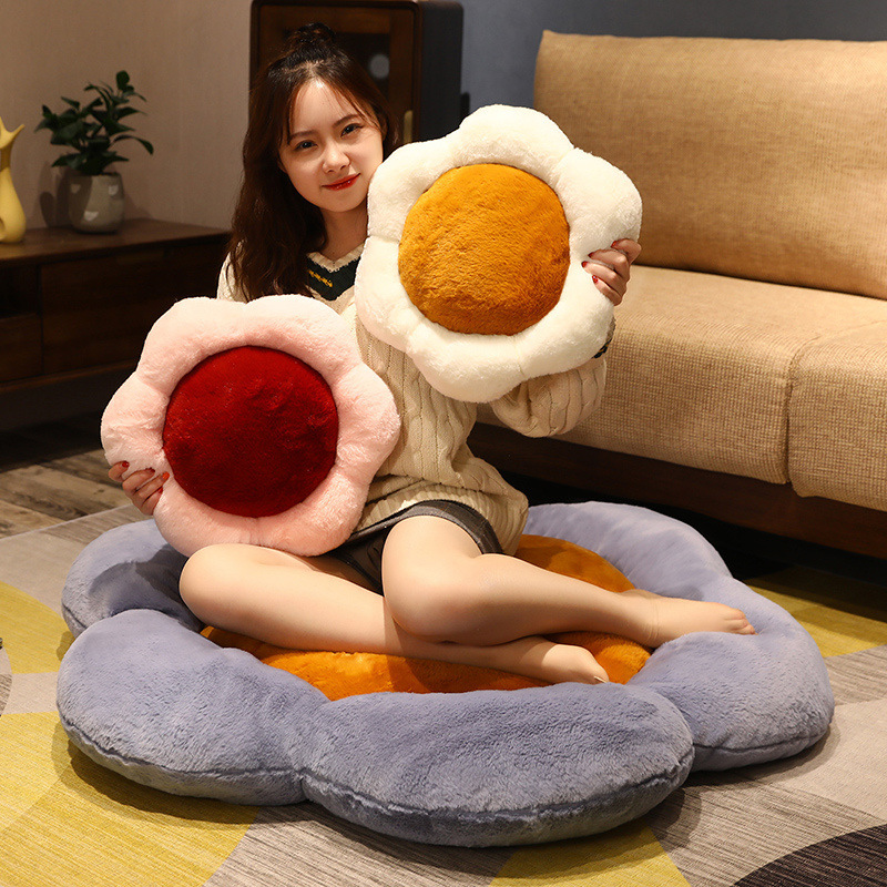 仿兔毛圆形花瓣坐垫办公室屁股垫餐桌榻榻米坐垫地垫|ms