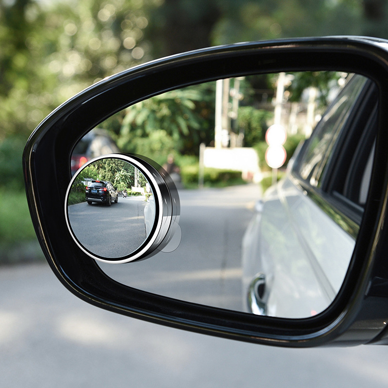 Car Reversing Small Round Mirror Suction Cup Type Rearview Mirror Auxiliary Mirror Wide-Angle High-Definition Reflector 360-Degree Blind Spot Device