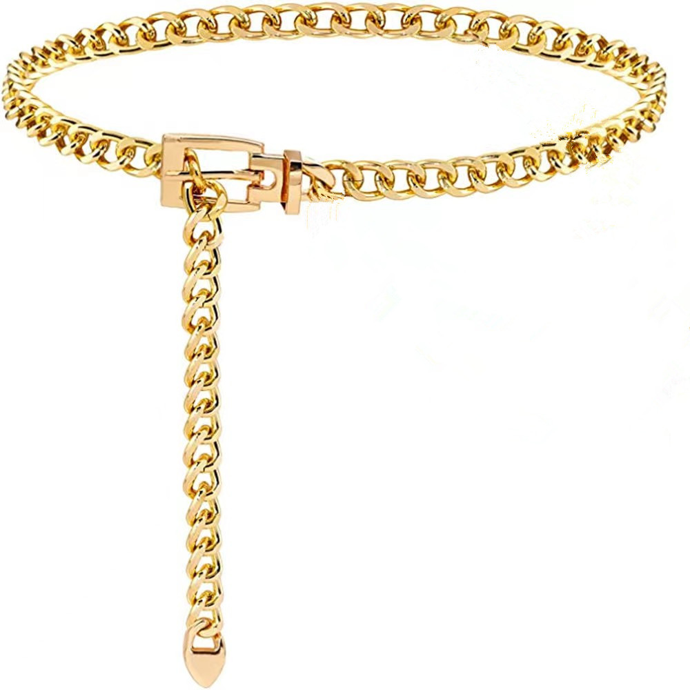 European and American Hip-Hop Metal Buckle Waist Chain, Retro Double Chain Fashion Decorative Waist Chain, Cross-Border Short Skirt Decorative Chain Wholesale