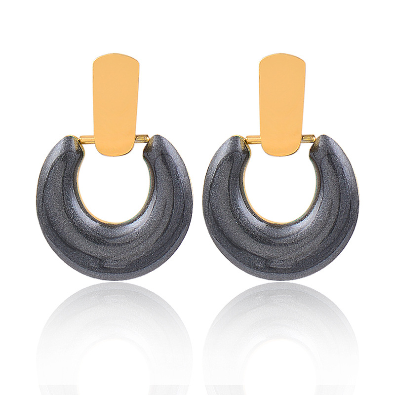 Fashion Geometric Titanium Steel Plating Drop Earrings 1 Pair