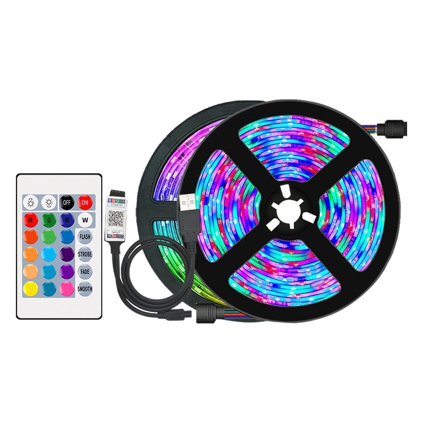  Tira de Luces LED 2835 RGB Autoadhesiva, 5V Bajo Voltaje, para Fondo de TV o Ambiente, Conexión USB, En Stock.