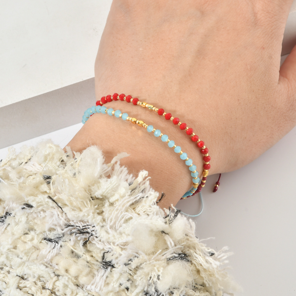 10g Weight Bohemian Solid Color Natural Stone Drawstring Bracelets