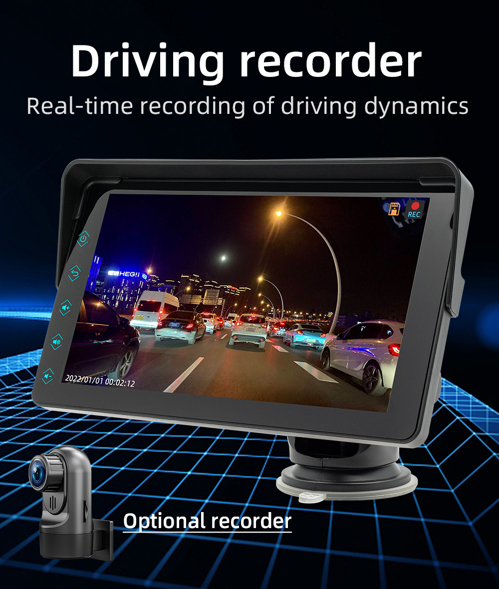 Cross-Border Factory Source 7inch Bluetooth Carplay Navigation Box Car Reversing Rear View Screen Projection Display Touch Screen