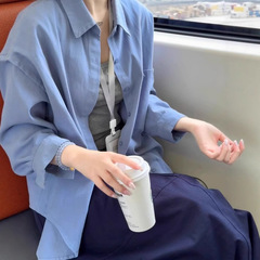 衬衣女款2025新款爆款漂亮小衫蓝色衬衫外套女夏季高级感通勤穿搭