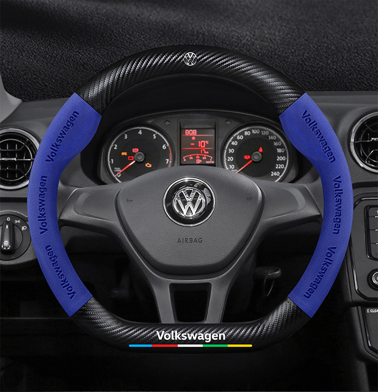 Volkswagen Old Jetta Steering Wheel Cover 12-19 Suede Ultra-Thin Non-Slip All-Season Universal Car Steering Wheel Cover