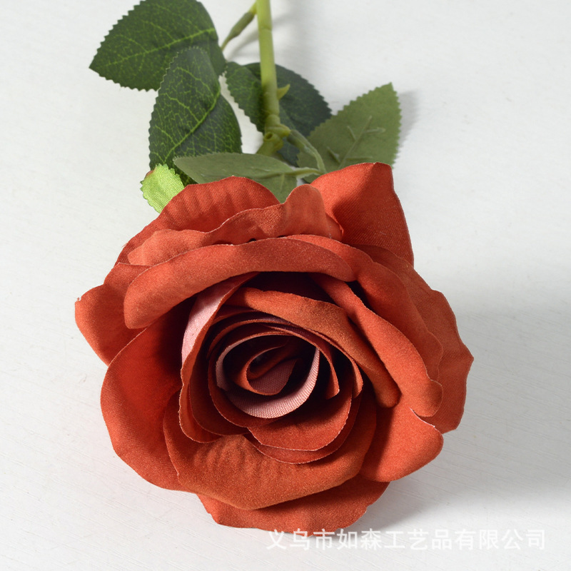 模造ベルベットバラ一本造花人工花ウェディングホームバレンタインデー装飾高級感花束壁|undefined