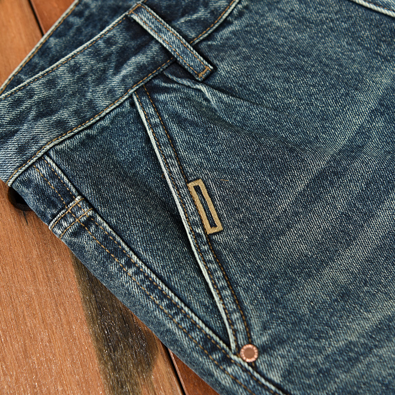 G7181 herren retro gewaschen denim freizeithose, ein stück für haar ersatz_voghion.com