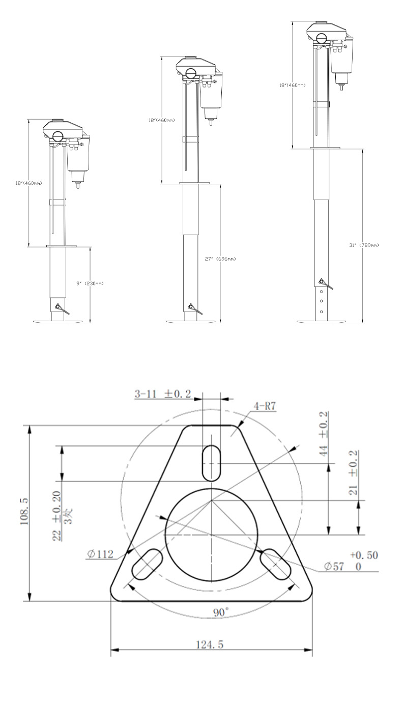 Electric 0kg Top 3500 Lbs D0105C0002 Parking Electric Support Leg Rv Support 0kg Top