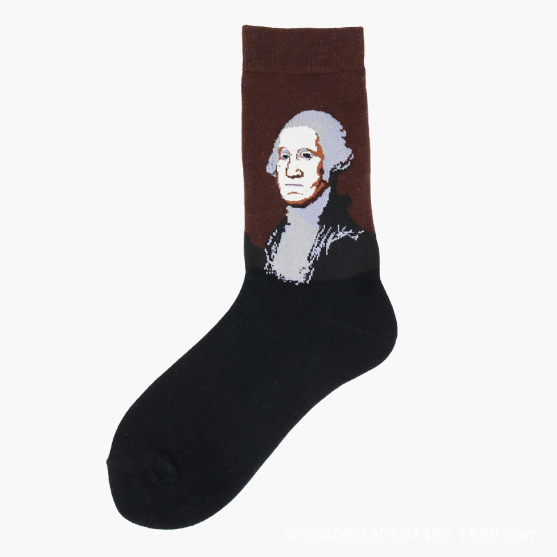 Calcetines de Comercio Exterior, Calcetines de Media Pantorrilla con Pintura al Óleo de Estilo Creativo Europeo y Americano, Calcetines Largos de Moda Transfronterizos, Calcetines de Algodón de Media Pantorrilla para Otoño e Invierno.