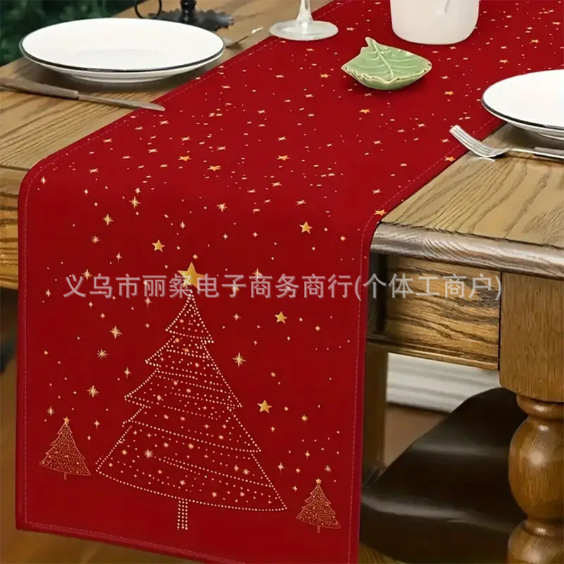 跨境圣诞节印花桌旗新款圣诞桌旗亚马逊特姆热卖品节日餐桌装饰|undefined
