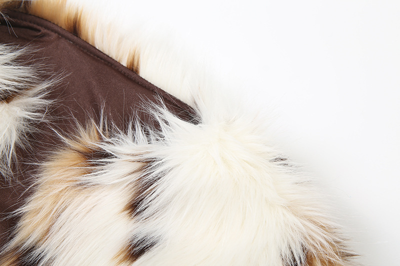 Fall All Match Leopard Print Spotted Long Fur Warm Long Sleeves Coat