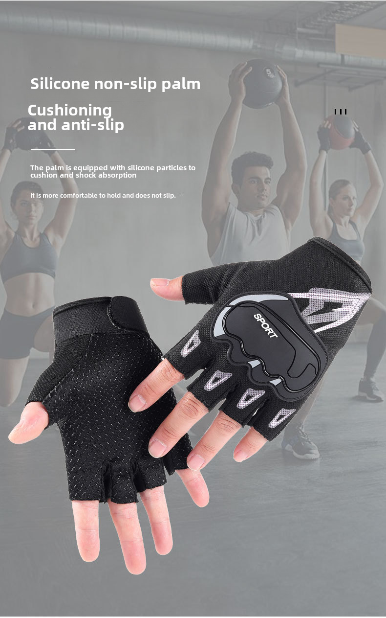 Half-finger Fitness Gloves Men's Outdoor Sports Single and Parallel Bars Equipment Training Non-slip Wear-resistant Anti-seismic Mountaineering Fishin_maomaolike.com