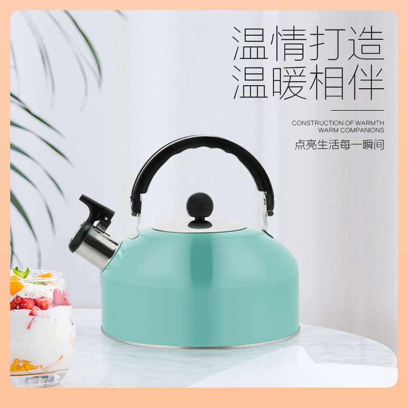 ◖ Stainless Steel Whistling Kettle, Creative Colorful 410 Material Whistling Kettle, Household Induction Cooker Gas Stove Kettle