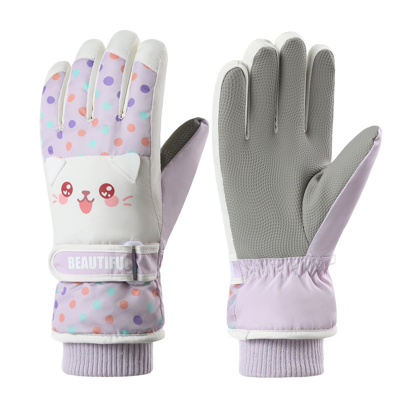 Guantes para niños cálidos invierno lindo corazón de niña conejo rosa de esquí montar guantes de pantalla táctil impermeables de lana