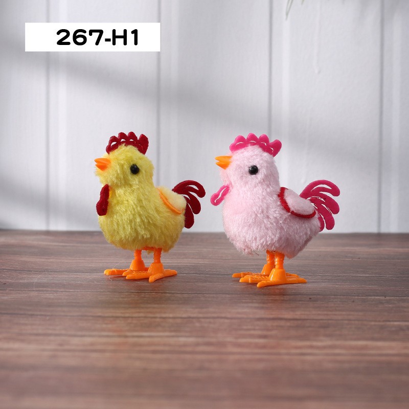 Pollito de cuerda que se mueve y salta, un juguete relajante para bebés, un juguete de peluche suave y realista para la generación pos-80, juguete infantil de puesto callejero.