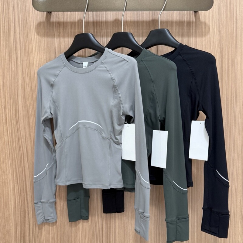 Lulu-Style Rulu Reflective Strip Long-Sleeve T-Shirt, Quick-Dry Breathable Fitness Round-Neck Slim-Fit Yoga Top Lulu-Style Rulu Reflective Strip Long-Sleeve T-Shirt, Quick-Dry Breathable Fitness Round-Neck Slim-Fit Yoga Top