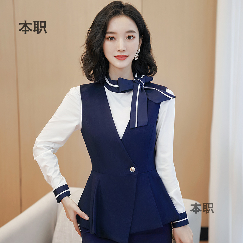 Front desk business attire overalls vest guide suit ladies autumn and winter slim customer service vest custom LOGO