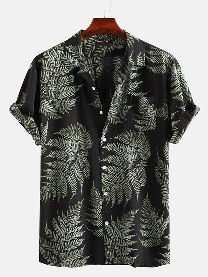 Estación independiente transfronteriza verano nueva camisa impresa digital para hombres tendencia de moda top hawaiano de solapa de manga corta