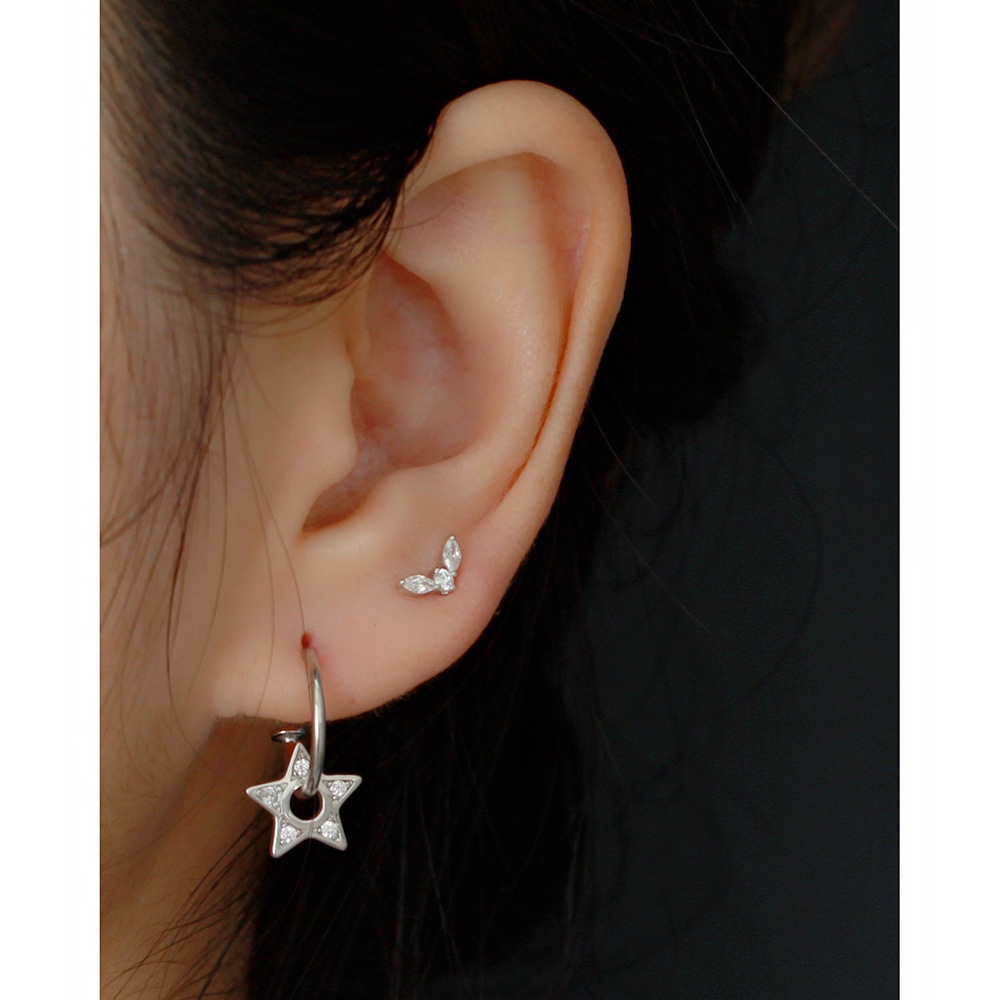 Zircon Inlay Material Ear Studs Classification 1 Pair Quantity 1 Pair 925 Sterling Silver Leaf Zircon Electroplating 18K Real Gold Plated Platinum Plated Ear Studs