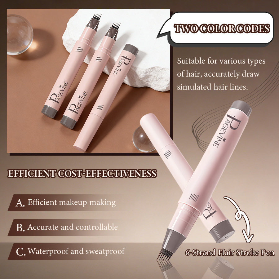 Cross-border PAGE VINE Natural Hexagonal Pen Waterproof Anti-Sudor Multi-Purpose Hairline Wild Eyelash Pen image 2