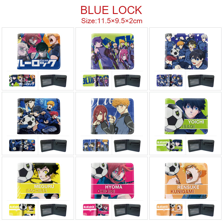 Blue Prison Cartoon Animation Peripheral Card Bag Coin Purse Folded Wallet Full Color Printed Short Leather Wallet