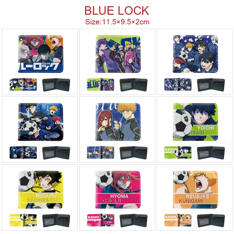 Синяя тюрьма Мультфильм Анимация Периферийная карта Сумка Портмоне Сложенный кошелек Короткий кожаный кошелек с полноцветным принтом