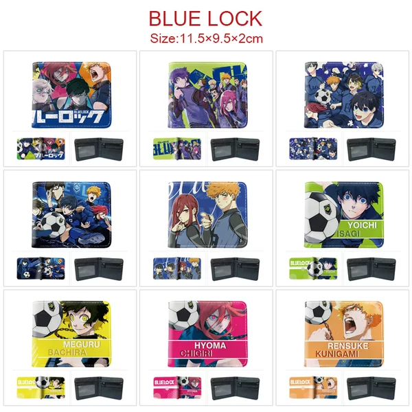 Blue Prison Cartoon Animation Peripheral Card Bag Coin Purse Folded Wallet Full Color Printed Short Leather Wallet