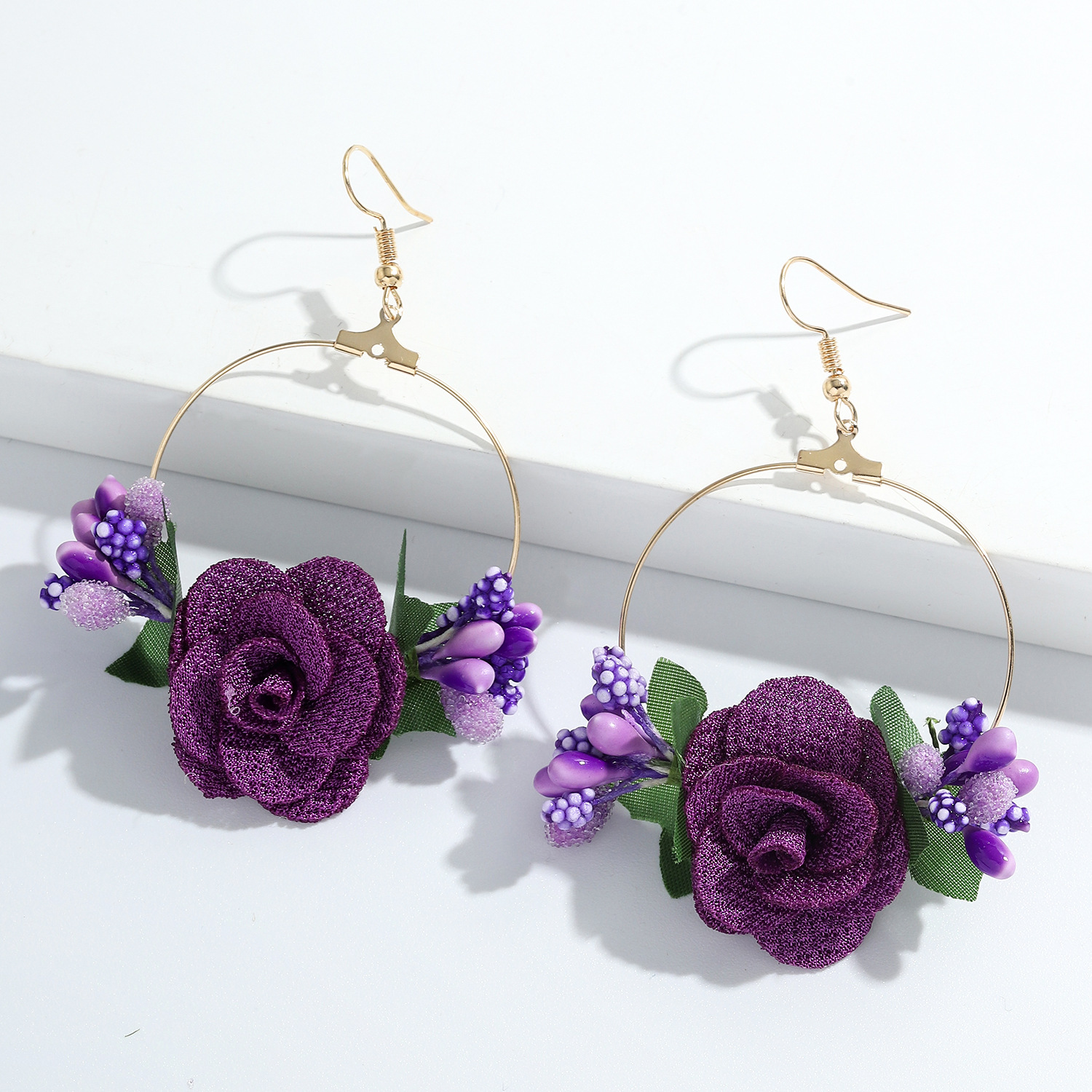 Style Ethnique Fleur Chiffon Pas D'incrustation Des Boucles D'oreilles display picture 12