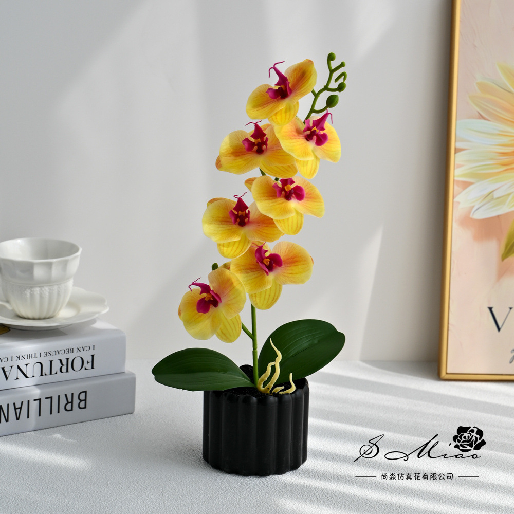 7 flores mariposa orquídea bonsai simulación creativa flor falsa decoración del hogar fotografía de bodas flores artificiales adornos
