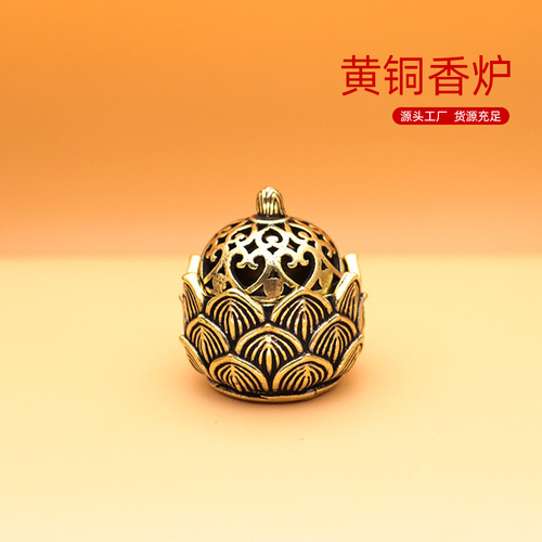 Lucky lotus incense burner pure copper aromatherapy burner car creative temple outdoor mini copper incense burner outdoor ornaments wholesale