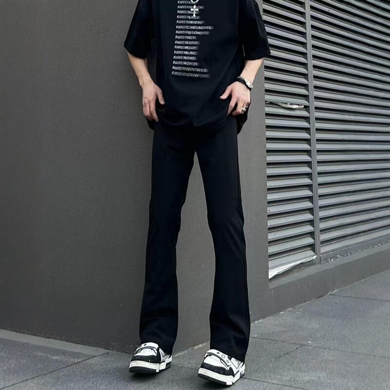 American Cleanfit Bootcut Jeans Men's Niche Versatile Black High-Elastic Slim Scimitar Jeans