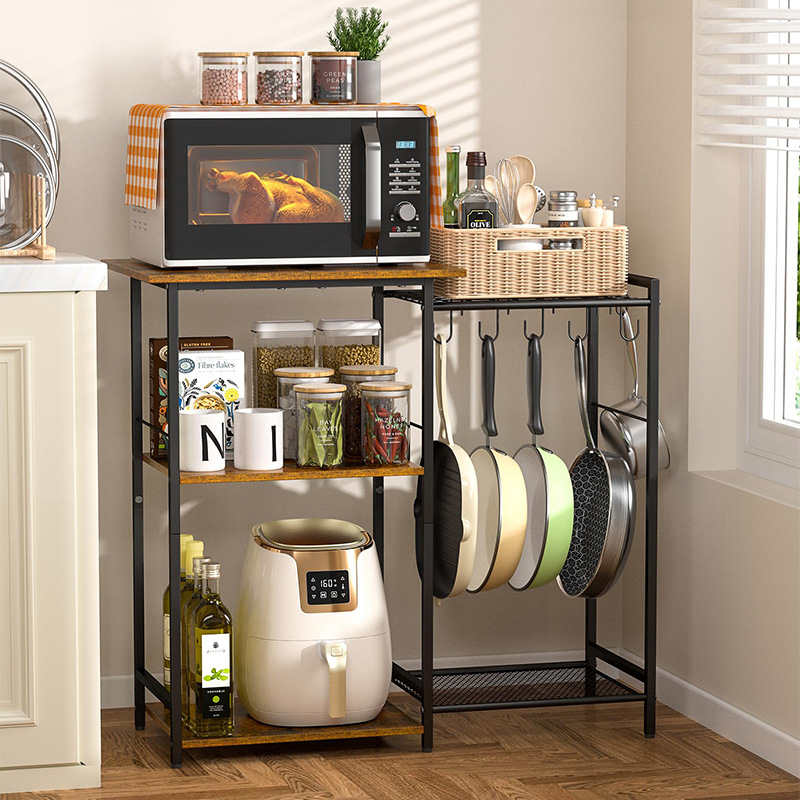 다층 주방 보관 랙 전자 레인지 저장 랙 다용도 주방 커피 기계 요리 저장 랙 구성