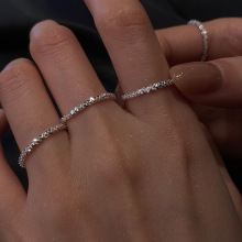 素圈素银戒指女满天星戒指麻绳波光粼粼戒指小众精致指环气质百搭