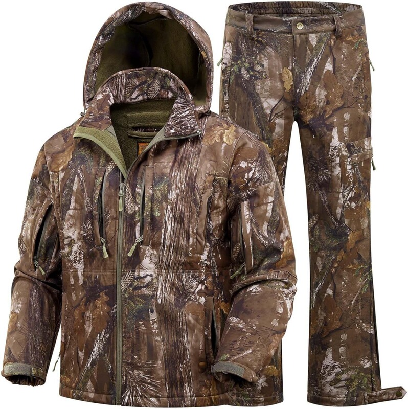 Customized Men's Camouflage Hunting Suit Outdoor Hunting Wading Warm Hunting Suit High Ground Warm Hunting Jacket Pants