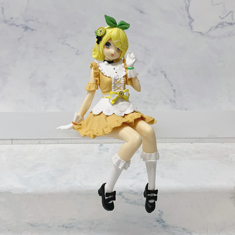 Sitting Posture Kagamine Rin Beautiful Girl Ramen Press Figure Model Trendy Toy Table Decoration Anime Peripheral Gift