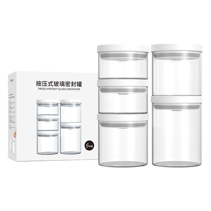 Fábrica 350ml700ml1000ml borosilicato vidrio almacenamiento tarro de almacenamiento de polvo de café tarro tipo de prensa tarro sellado