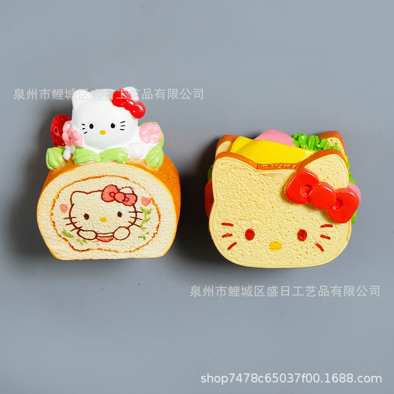创意甜品冰箱贴可爱小猫磁铁强吸3d立体仿真卡通树脂磁贴家居饰品|undefined