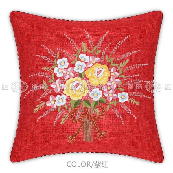 Fábrica al por mayor de color de impresión bordado de la cinta hecha a mano DIY paquete de material cojín funda de almohada flor frente mariposa volando doble platillo Flying dance