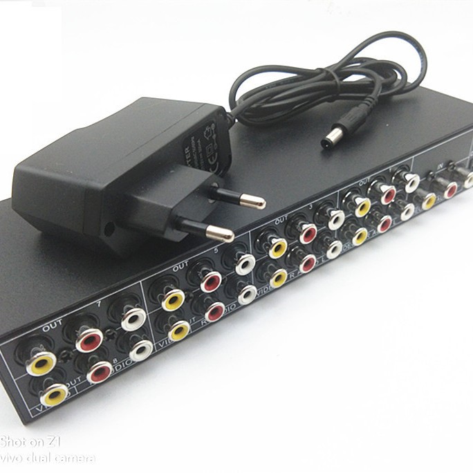 厂家直销VSP8 音视频分配器 一进八出 莲花AV分配器 一分八路