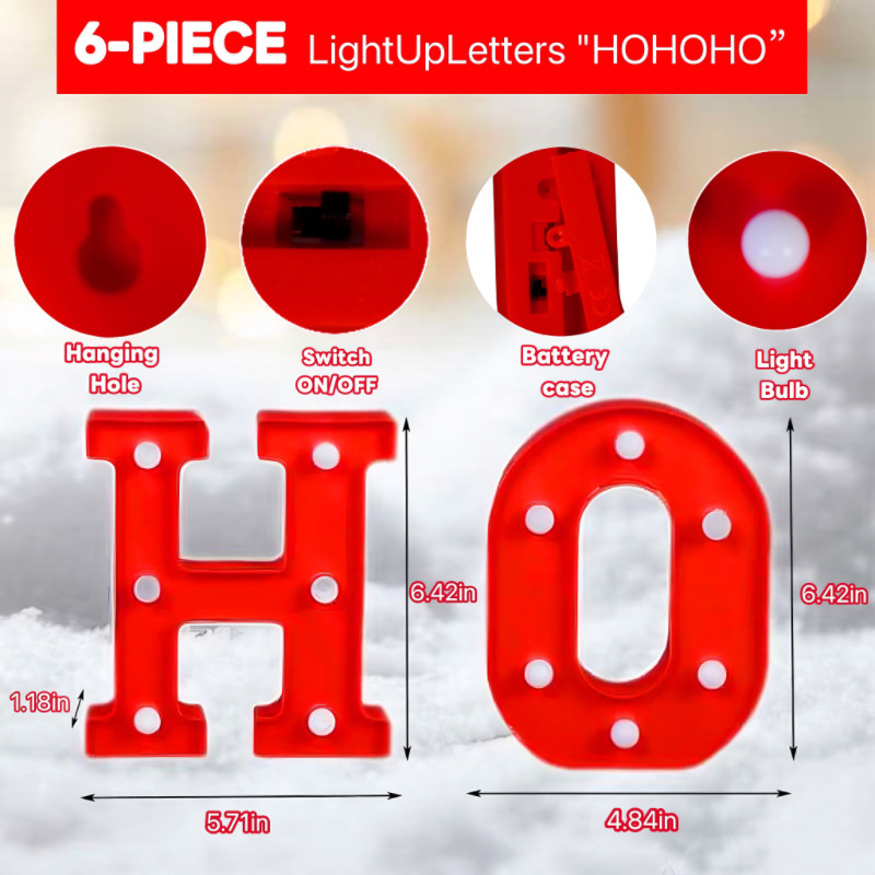 HOHOHO圣诞节发光字装饰品XMAS字母灯圣诞桌面创意摆件拍摄道具|undefined